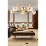 Woodhub Mildred 5'li Gold Bal Camlı Modern Sarkıt Genç Odası Mutfak Yatak Odası Salon Sarkıt Avize - 1 - Ahşap