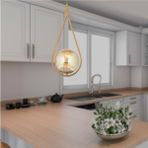 Woodhub Mirza Tekli Eskitme Bal Camlı Modern Sarkıt Mutfak Salon Sarkıt Avize - 1 - Ahşap