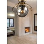 Woodhub Modern Alaca Tavan Montaj Tekli Avize Eskitme Füme Cam Tek Ebat E27 20 -34 cm Metal 1 Sarı