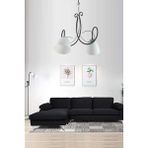 Woodhub Modern Betül Siyah Modern Beyaz Opal Camlı Ikili Avize Siyah Alüminyum E27 1