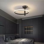 Woodhub Modern LED Halka Dışa Işıklı Spotlu Plafonyer Avize ÇAP.45 cm 3000K Siyah - 1 - Ahşap