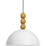 Woodhub Modern Lipeo Beyaz Ahşap Boncuklu Avize Tekli Sarkıt Salon Mutfak Kuaför Lamba Dekoratif Aydınlatma