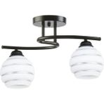 Woodhub Modern S Model Modern Gümüş Şerit Camlı Plafonyer Avize Metal Siyah E27 2