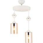 Woodhub Modern Sarkıt Tepsi 2'li Beyaz Silindir Cam Modern Aşağı Bakan Avize E27 61-70 cm Metal 2 Beyaz