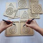 Woodhub Montessori 2 El Çizgi Çalışması ve Ince Motor Beceri Geliştirici Oyun - Ahşap Desenli
