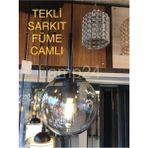 Woodhub Neo Serisi Tekli Sarkıt Avize - Siyah Kasa Füme Camlı - 1 - Ahşap