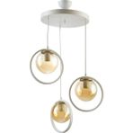 Woodhub Nina Modern Metal Beyaz Renk Halkalı Kapalı Bal Camlı Sarkıt Salon - Mutfak - Yatak Odası 3 Lü Aviz - 1 - Ahşap