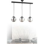 Woodhub Nisa Luce Ada 3'lü Sıralı Avize - Siyah(Füme/krom Kaplamalı Top Cam) - 1 - Ahşap