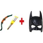 Woodhub Ok Yay Vantuz Fırlatan Oyuncak Seti ve Batman Maskesi - Ahşap Desenli