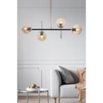 Woodhub Optik 4 Lü Gold-Siyah Metal Gövde Bal Rengi Camlı Tasarım Lü x Sarkıt Avize - 1 - Ahşap