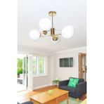 Woodhub Oscar Modern Lüks Tasarım Altın Renk Kasa Beyaz Camlı Salon - Mutfak - Yatak Odası 6 Lı Avize - 1 - Ahşap