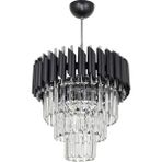Woodhub Palmira 35'lik Kristal Taşlı Lüks Avize - ( Siyah - Krom ) - 1 - Ahşap