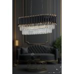 Woodhub Palmira 75 x 35 cm Kristal Taşlı Lüks Yemek Masası Üstü Avize 6'lı - (Siyah-Gold) - 1 - Ahşap