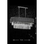 Woodhub Palmira 75 x 35 cm Kristal Taşlı Lüks Yemek Masası Üstü Avize 6'lı - (Siyah-Krom) - 1 - Ahşap