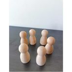 Woodhub Peg Bebek 6 Lı Masif Insan Figürleri (Waldorf) - Ahşap Desenli