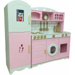 Woodhub Pembe Oyuncak Mutfak/buzdolabı(1 Ledli) - Ahşap Desenli