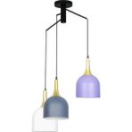 Woodhub Reina Otantik Tasarım Salon - Cafe - Mutfak - Çocuk Odası Beyaz Lila Lacivert Renk Mi x 3 Lü Avize - 1 - Ahşap