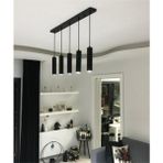 Woodhub Retro Rustik Sıralı Masa Üstü Beşli Sarkıt Avize GU10 LED Ampul. Gün Isigi Dahildir - Ahşap