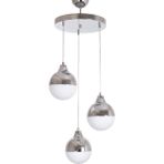 Woodhub Rima Modern Retro Rustik Krom Beyaz Camlı Sarkıt Salon - Mutfak - Yatak Odası 3 Lü Avize - 1 - Ahşap