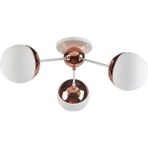 Woodhub Rima Plofonyer Modern Retro Bakır Renk Beyaz Camlı Salon - Mutfak - Yatak Odası 3 Lü Avize - 1 - Ahşap