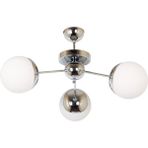 Woodhub Rima Plofonyer Modern Retro Krom Renk Beyaz Camlı Salon - Mutfak - Yatak Odası 3 Lü Avize - 1 - Ahşap
