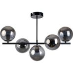 Woodhub Roma Modern Tasarım Salon Yemek Odası Mutfak Siyah Renk Füme Camlı Sıralı 5 Li Avize - 1 - Ahşap