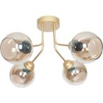 Woodhub Rosa Modern Lüks Tasarım Tavan Plafonyer Gold Renk Füme Camlı 4 Lü Avize - 1 - Ahşap