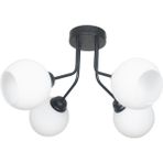 Woodhub Rosa Modern Lüks Tasarım Tavan Plafonyer Siyah Renk Beyaz Camlı 4 Lü Avize - 1 - Ahşap