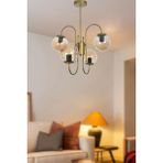 Woodhub Rüya Modern Tasarım Salon Yemek Odası Mutfak Eskitme Renk Bal Camlı Sarkıt 4 Lü Avize - 1 - Ahşap