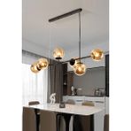 Woodhub Simao Modern Tasarım Siyah Renk Bal Camlı Salon - Yemek Masası Üstü - Mutfak Sıralı 6 Lı Avize - 1 - Ahşap