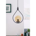 Woodhub Siyah Deco Özel Tasarım Metal Cam Sarkıt Siyah Renk Bal Cam Sarkıt Hol - Mutfak - Salon Tekli Avize