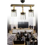 Woodhub Siyah Derin 3 Lü Caka Kristal Taş Siyaha Gold Modern Avize 3 Taşlı Metal E27