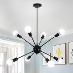Woodhub Siyah Mia 8 Li Siyah Modern Kirpi Avize 8 E27 Metal 51-60 cm 60 x 60 Modern
