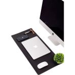 Woodhub Siyah Pu Deri Ofis Masa Matı Laptop Sümen Takımı Geniş Mouse Pad 21 x 21 - 0