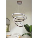Woodhub Sonya Modern Tasarım Yatak Odası - Salon - Mutfak Kahverengi Renk Beyaz Ledli 3 Lü LED Avize - 1 - Ahşap