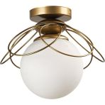 Woodhub Tek Ebat Alaca Tavan Montaj Tekli Avize Eskitme Beyaz Cam Kahverengi E27 20 -34 cm Metal Modern 1