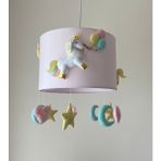 Woodhub Toz Pembe Zemin Unicorn Figürlü Bebek Çocuk Odası Avize - 1 - Ahşap