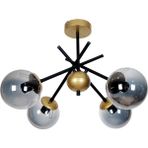 Woodhub Truva Modern Tasarım Eskitme Detaylı Siyah Renk Füme Camlı Salon - Mutfak - Yatak Odası 4 Lü Avize - 1 - Ahşap