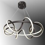 Woodhub TT314-SY Büyük Sarmal Modeli Mat Siyah ( Beyaz Işık ) LED Avize - Ahşap
