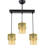 Woodhub Üçlü Bal Cam Kafes Model Modern Sarkıt Avize - 1 - Ahşap