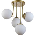 Woodhub Vanessa Modern Tasarım Salon Mutfak Yatak Odası Eskitme Renk Beyaz Camlı 4 Lü Avize - 1 - Ahşap