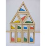 Woodhub Waldorf Ahşap Oyuncak 12'li Kumlu Rainbow Blokları - Ahşap Desenli