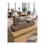 Woodia AHŞAP MASAÜSTÜ KALEMLİK İSİMLİK ORGANİZER BLOKNOTLUK ÇEKMECELİ ÇOK FONKSİYONLU ŞIK METAL AYAKLI