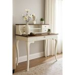 Wooding Mobilya 100 cm 5 Çekmeceli Masif Beyaz Ceviz Raflı Çalışma Masası - 100x60 Cm - Beyaz - Ceviz