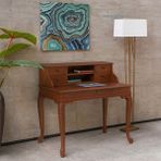 Wooding Mobilya 100 cm 5 Çekmeceli Masif Ceviz Raflı Çalışma Masası - 100x60 Cm