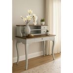Wooding Mobilya 100 cm 5 Çekmeceli Masif Gri Ceviz Raflı Çalışma Masası - 100x60 Cm - Gri - Ceviz