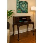 Wooding Mobilya 100 cm 5 Çekmeceli Masif Koyu Ceviz Raflı Çalışma Masası - 100x60 Cm