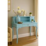 Wooding Mobilya 100 cm 5 Çekmeceli Masif Mavi Raflı Çalışma Masası - 100x60 Cm