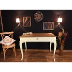Wooding Mobilya 100 cm Çekmeceli Masif Krem Naturel Çalışma Masası - 100x60 Cm - Krem - Naturel