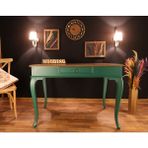 Wooding Mobilya 100 cm Çekmeceli Masif Yeşil Naturel Çalışma Masası - 100x60 Cm - Yeşil - Naturel